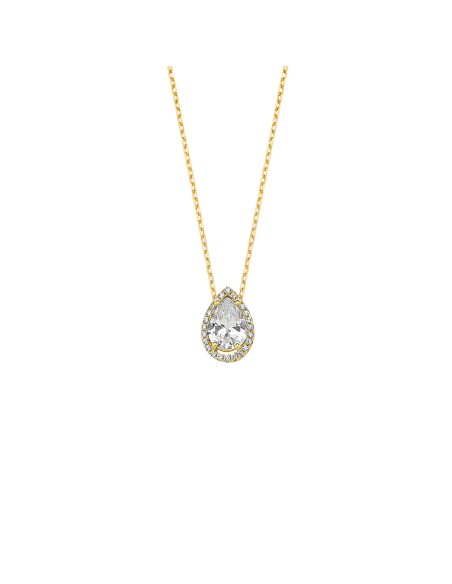 Collar plata 925 dorada colgante lágrima circonita | Malizzia