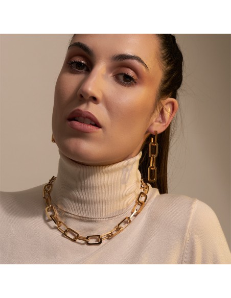 Collar eslabón hexagonal plata 925 dorada 44cm | Malizzia