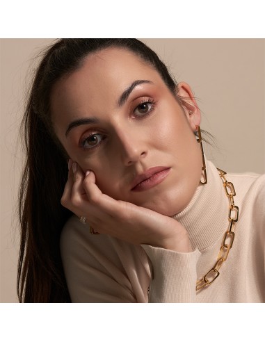 Collar eslabón hexagonal plata 925 dorada 44cm | Malizzia