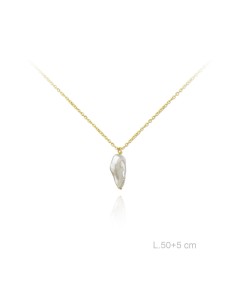 Collar plata 925 dorada con perla natural blanca | Malizzia