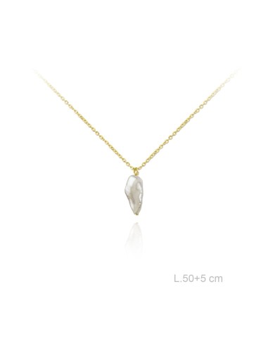 Collar plata 925 dorada con perla natural blanca | Malizzia