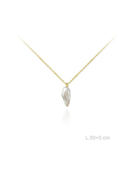 Collar plata 925 dorada con perla natural blanca | Malizzia